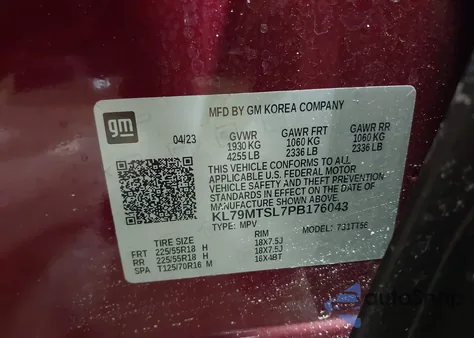 2023 Chevrolet Trailblazer Fwd Rs z USA, uszkodzony, nr VIN KL79MTSL7PB176043